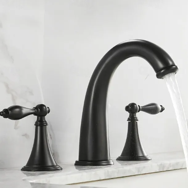 Widespread Bathroom Faucet Sink Mixer Basin Taps, Twin Handle Vessel Tap with Cold and Hot Hose