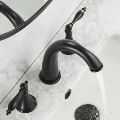 Widespread Bathroom Faucet Sink Mixer Basin Taps, Twin Handle Vessel Tap with Cold and Hot Hose