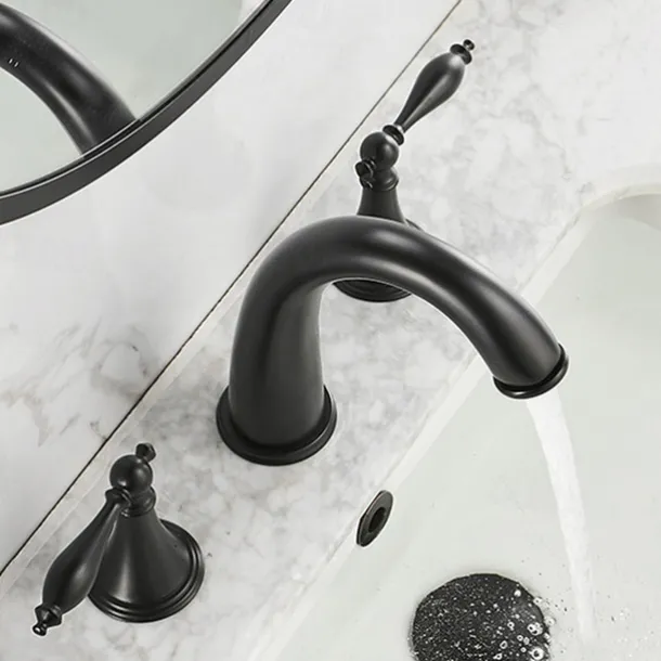 Widespread Bathroom Faucet Sink Mixer Basin Taps, Twin Handle Vessel Tap with Cold and Hot Hose