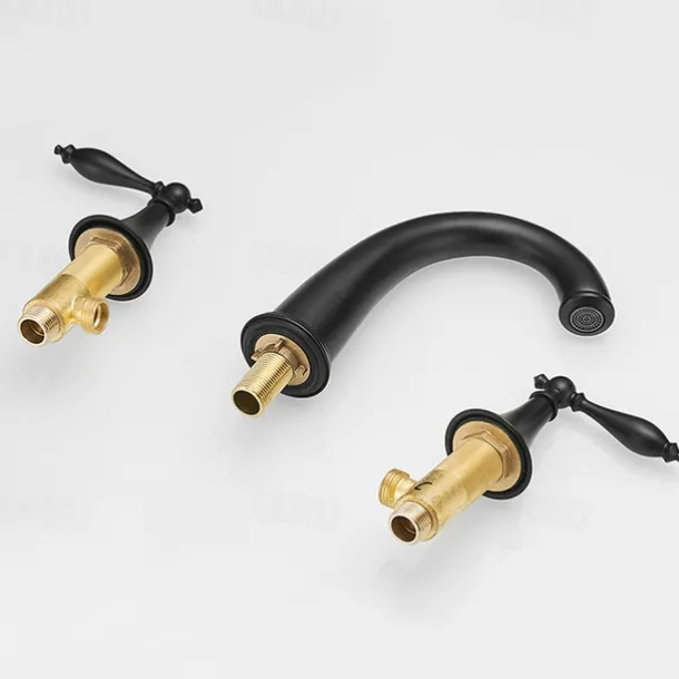 Widespread Bathroom Faucet Sink Mixer Basin Taps, Twin Handle Vessel Tap with Cold and Hot Hose