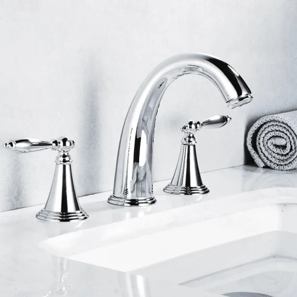 Widespread Bathroom Faucet Sink Mixer Basin Taps, Twin Handle Vessel Tap with Cold and Hot Hose