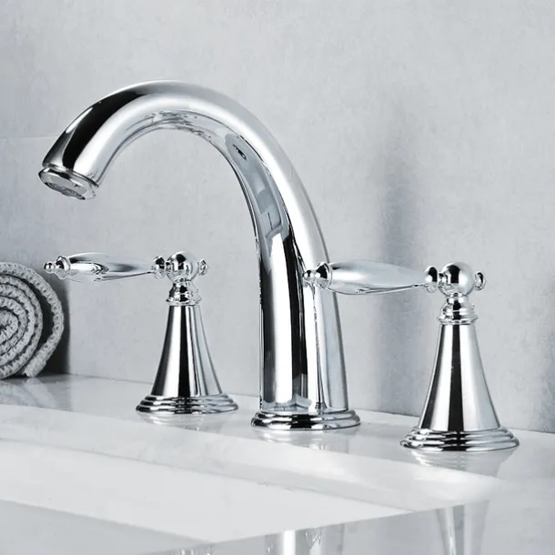 Widespread Bathroom Faucet Sink Mixer Basin Taps, Twin Handle Vessel Tap with Cold and Hot Hose