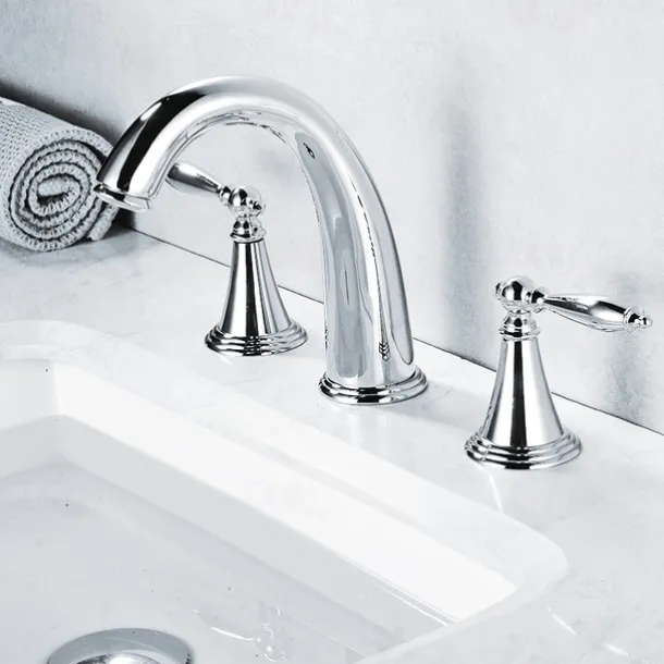 Widespread Bathroom Faucet Sink Mixer Basin Taps, Twin Handle Vessel Tap with Cold and Hot Hose