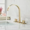 Widespread Bathroom Sink Mixer Faucet, High Arc Basin Taps 3 Hole 2 Handle Basin Tap Deck Mounted, Y-shape Quick Connect ashroom Vessel Water Tap with Cold Hot Hose