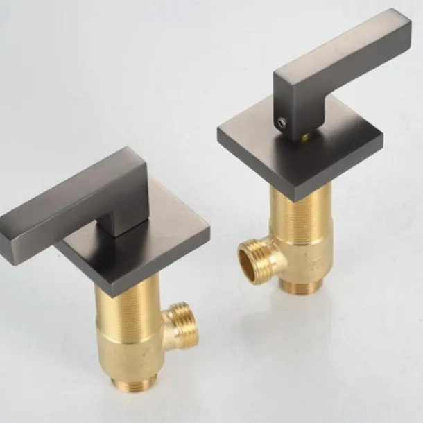 Widespread Bathroom Sink Mixer Faucet, 360 Swivel Brass 3 Hole 2 Handle Basin Tap Deck Mounted, Washroom Basin Vessel Water Tap with Hot and Cold Hose Black Chrome Golden White Grey