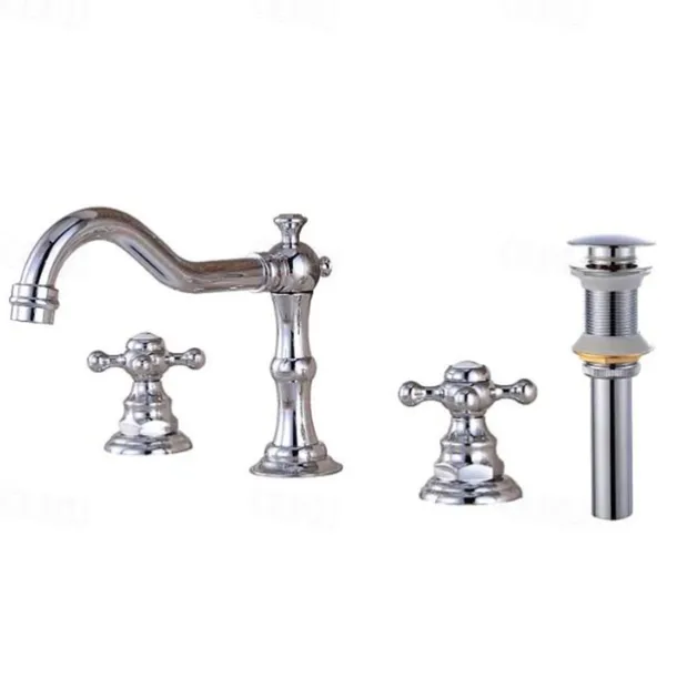 Widespread Bathroom Sink Faucet,Two Handle Three Holes, Brass ORB Bathroom Sink Faucet Contain with Supply Lines and Drain Plug and Hot/Cold Switch
