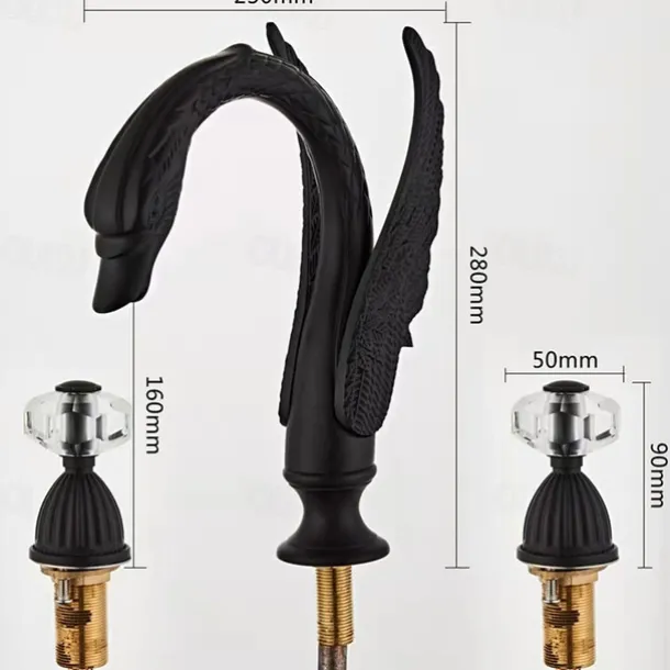 Widespread Bathroom Sink Mixer Faucet, 2 Handle 3 Holes Basin Taps Swan Noble Luxury Golden and Oil-rubbed Bronze Bath Taps