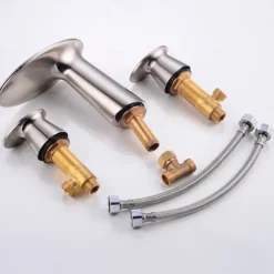 Widespread Bathroom Sink Faucet,Two Handle Three Holes Waterfall Electroplated Bath Taps