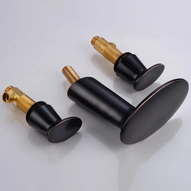 Widespread Bathroom Sink Faucet,Two Handle Three Holes Waterfall Electroplated Bath Taps