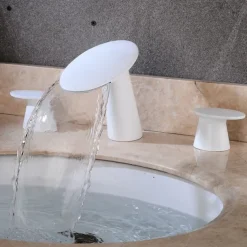 Widespread Bathroom Sink Faucet,Two Handle Three Holes Waterfall Electroplated Bath Taps