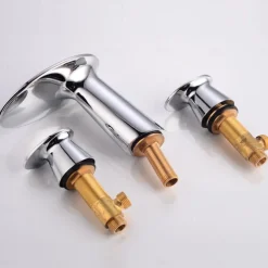 Widespread Bathroom Sink Faucet,Two Handle Three Holes Waterfall Electroplated Bath Taps