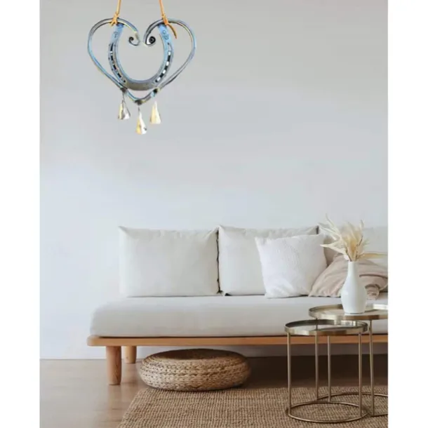 Wind Chimes Lucky Love Horseshoe , 3D Retro Double Sided Copper Wind Chimes, Love Wind Chimes Garden Window Decorations, Suitable for Valentine's Day Gifts, Bring Good Luck to Love