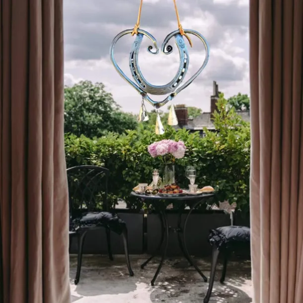 Wind Chimes Lucky Love Horseshoe , 3D Retro Double Sided Copper Wind Chimes, Love Wind Chimes Garden Window Decorations, Suitable for Valentine's Day Gifts, Bring Good Luck to Love
