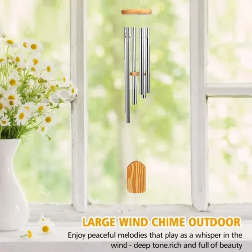 Wind Chimes with 6 Aluminum Tubes Wooden Wind Bell Memorial Wind Chimes Best Gift Chimes Decor for Garden Patio Outdoor Hanging Decor