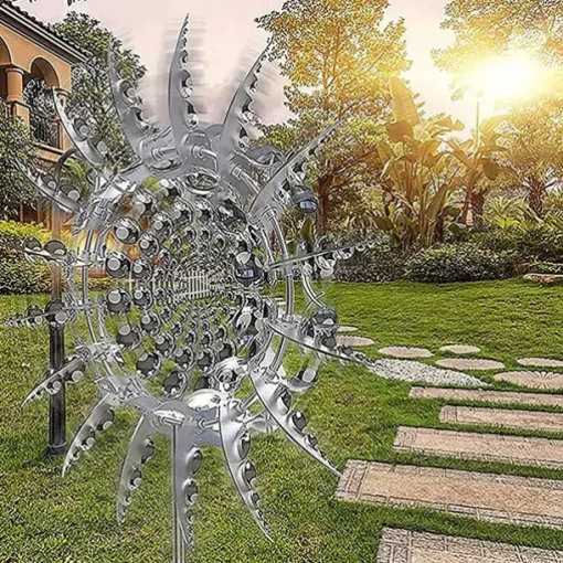 Wind Spinners for Yard Unique And Magical Metal Windmill Outdoor Wind Spinners Ball Bearing Construction Durable Silent Exotic Yard Garden Decoration