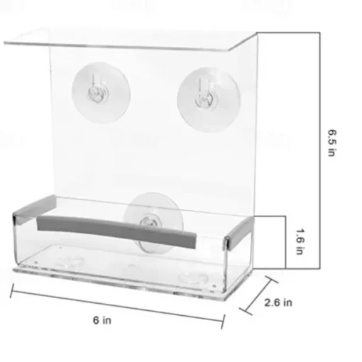 Window Bird Feeder with Strong Suction Cups - Clear Acrylic Bird Feeder for Outdoor Viewing, Large Capacity, Easy to Clean, Gift for Bird Lovers and Cat Owners
