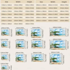 Window Landscape Wall Tapestry Art Decor Blanket Curtain Picnic Tablecloth Hanging Home Bedroom Living Room Dorm Decoration Polyester Sea Ocean Beach Palm