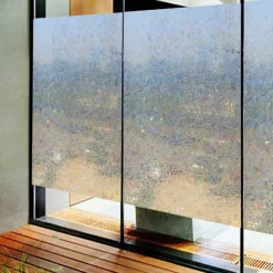 Window Privacy Film, Rainbow Window Film, Removable Stained Glass Sticker, Heat Control Window Cling for Decor, Silver