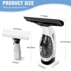 Window Vacuum, Cordless Window Cleaner, Rechargeable Condensation Vacuum Cleaner with Spray/Cleans/Suctions Water for Windows, Tiles, Glass, Mirrors, and Countertops