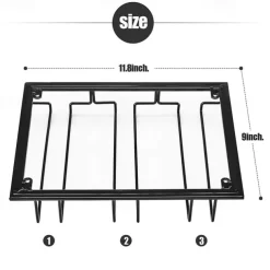 Wine Glass Rack Under Cabinet Stemware Holder Metal Wine Glass Organizer Glasses Storage Hanger for Bar Kitchen Home Black Gold White 3 Rows