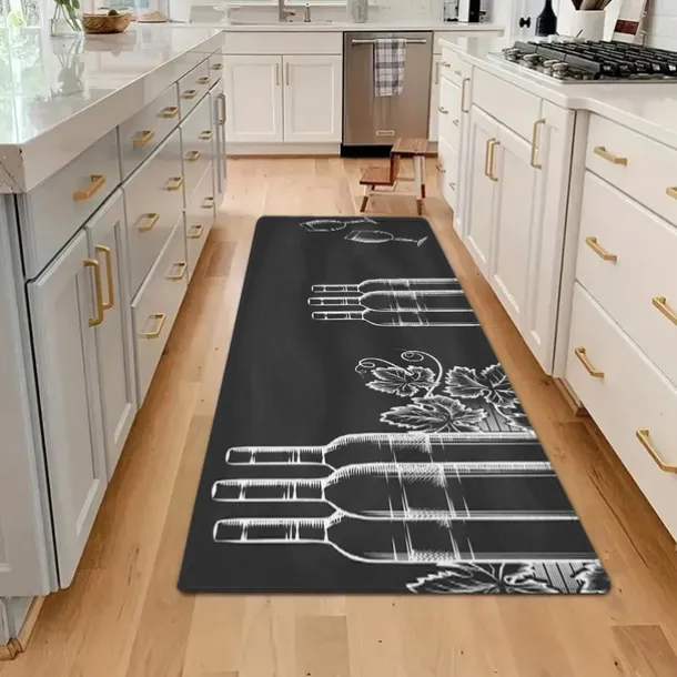 Wine Glasses Area Rug Kitchen Rug Mat Non-Slip Oil Proof Floor Mat Livingroom Rug Indoor Outdoor Mat Bedroom Decor Bathroom Mat Entrance Rug Door Mat