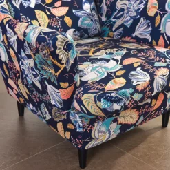 Wing Chair Slipcover Spandex Fabric Sofa Covers Wingback Armchair with a Seat Cushion Cover FloralPattern Furniture Protector for Living Room