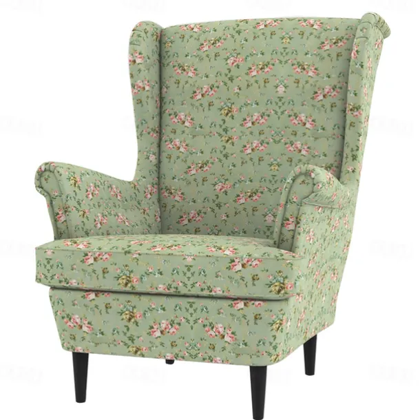Wingback Chair Cover 100% Cotton with Armrest Cover Floral Quilted Slipcovers Single Seat STANDcover LITB PRIME cover