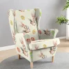 Wingback Chair Cover Floral Striped Geometric Printed Polyester Slipcovers