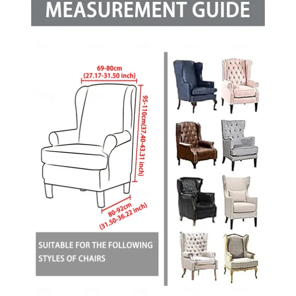 Wingback Chair Cover Floral Striped Geometric Printed Polyester Slipcovers