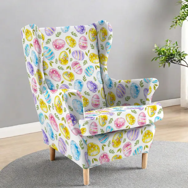 Wingback Chair Cover Floral Striped Geometric Printed Polyester Slipcovers