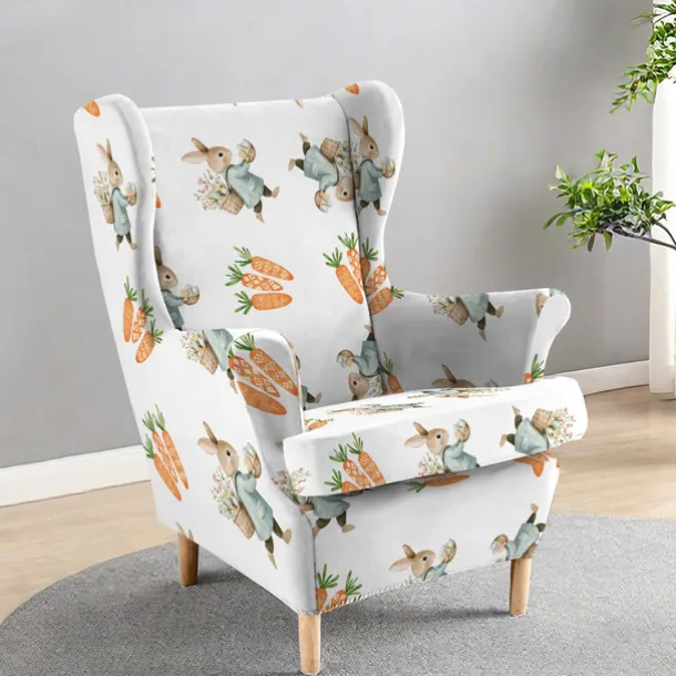 Wingback Chair Cover Floral Striped Geometric Printed Polyester Slipcovers