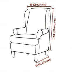 Wingback Chair Cover Geometric Printed Polyester Slipcovers 2X