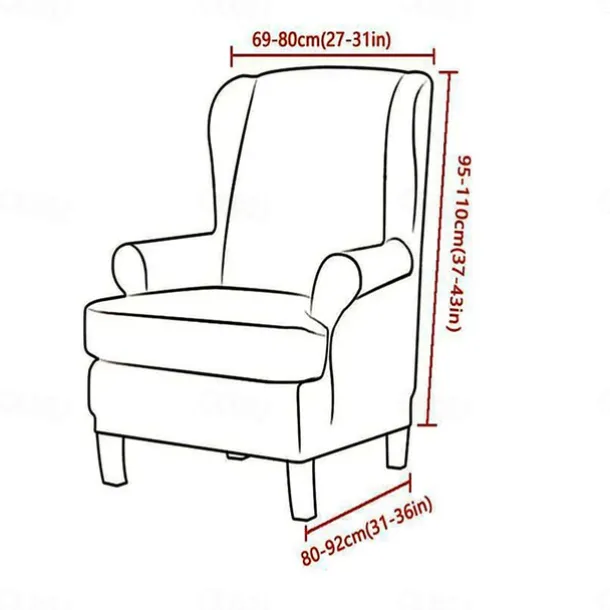 Wingback Chair Cover Geometric Printed Polyester Slipcovers 2X