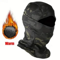 Winter Windproof Warm Tactical Camouflage Balaclava Hat, Plus Velvet Warm Balaclava, For Cycling, Driving, Skiing