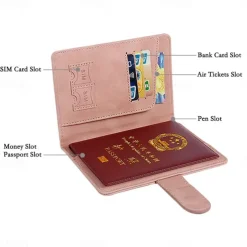 Women Men RFID Vintage Business Passport Covers Holder Multi-Function ID Bank Card PU Leather Wallet Case Travel Accessories