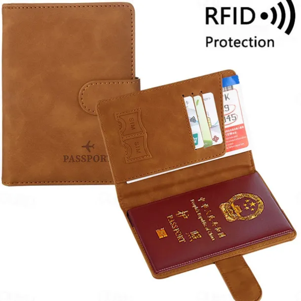 Women Men RFID Vintage Business Passport Covers Holder Multi-Function ID Bank Card PU Leather Wallet Case Travel Accessories