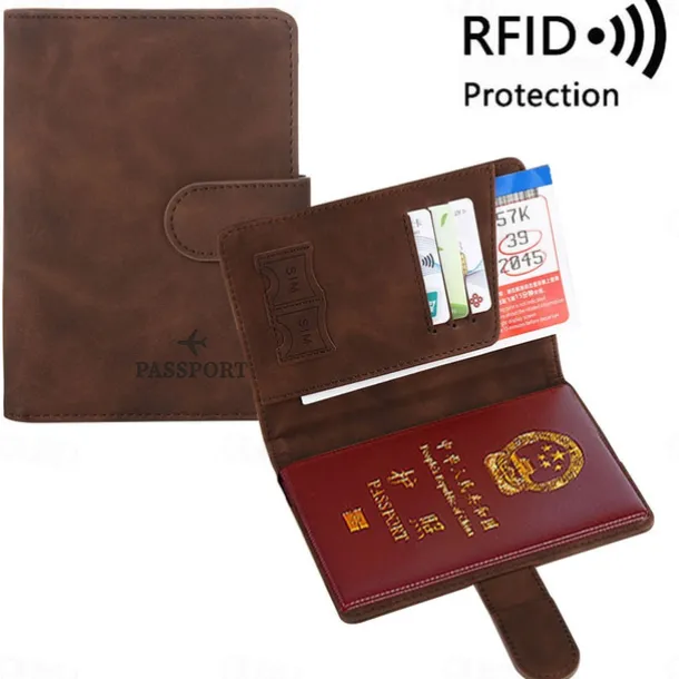 Women Men RFID Vintage Business Passport Covers Holder Multi-Function ID Bank Card PU Leather Wallet Case Travel Accessories