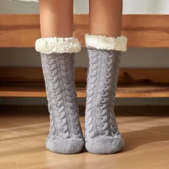 Women's House Socks With Grippers Super Soft Warm Cozy Fuzzy Fleece-Lined Socks Stockings Autumn Winter Ladies Floor Socks