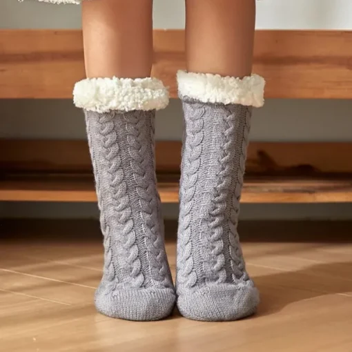Women's House Socks With Grippers Super Soft Warm Cozy Fuzzy Fleece-Lined Socks Stockings Autumn Winter Ladies Floor Socks