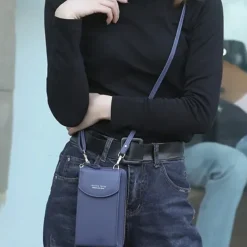 Women's PU Leather Crossbody Bags Large Capacity Zipper Purse Clutch Phone Wallet Shoulder Bag