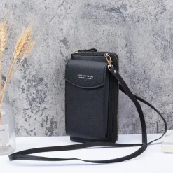 Women's PU Leather Crossbody Bags Large Capacity Zipper Purse Clutch Phone Wallet Shoulder Bag