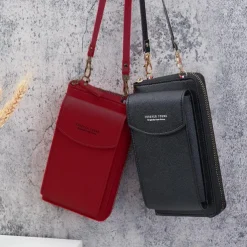 Women's PU Leather Crossbody Bags Large Capacity Zipper Purse Clutch Phone Wallet Shoulder Bag