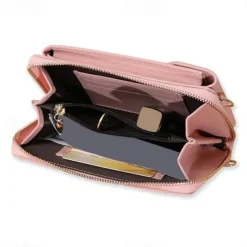 Women's PU Leather Crossbody Bags Large Capacity Zipper Purse Clutch Phone Wallet Shoulder Bag