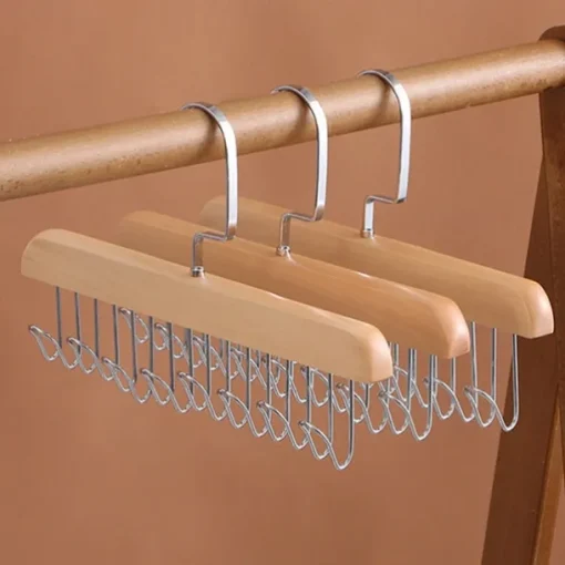 Wood Belt Scarf Neckties Hanger Scarves Holder Metal Clothes Storage Hanger Rack Towel Shelf Closet Storage Organizer Supplies
