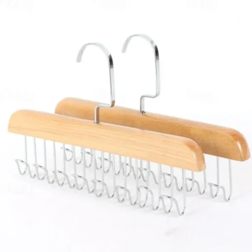 Wood Belt Scarf Neckties Hanger Scarves Holder Metal Clothes Storage Hanger Rack Towel Shelf Closet Storage Organizer Supplies