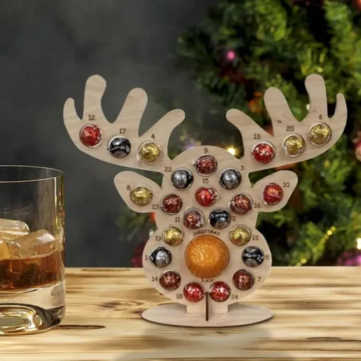 Wood Christmas Advent Calendar 2025, 24 Days Countdown Calendar to Christmas with Chocolates Candy Frame, Heart-Shaped Donut Stand, Party Decor Home Desktop Ornament for Kids Boy Girl Toddler