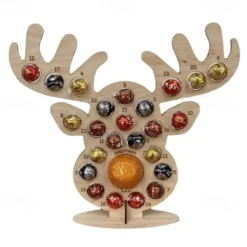 Wood Christmas Advent Calendar 2025, 24 Days Countdown Calendar to Christmas with Chocolates Candy Frame, Heart-Shaped Donut Stand, Party Decor Home Desktop Ornament for Kids Boy Girl Toddler