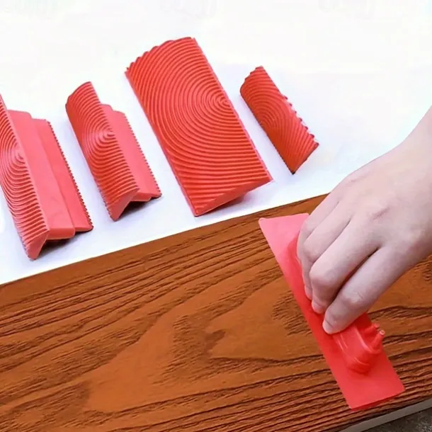 Wood Grain Effect Rubber Texture Paint Roller Brush - 1pc Artistic Wallpaper & Paint Finishing Tool for Paint Printing, Drawing