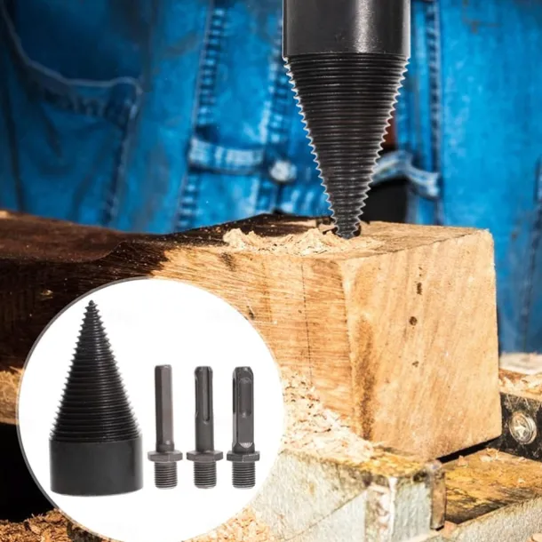 Wood Splitter Drill Bit Log Splitter Chop Wood Splitting Tool Cone Log Splitters Breaking Machine Breaker Firewood Chopper 45mm (1.73IN)