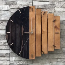 Wood Wall Clock Quartz Analog Silent Non-Ticking Decorative Modern Wall Clock Battery Operated for Living Room Bathroom Bedroom Kitchen Office School